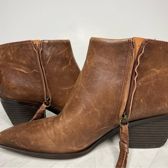 Franco Sarto Spur Brown Leather Bootie 9M - Picture 6 of 15